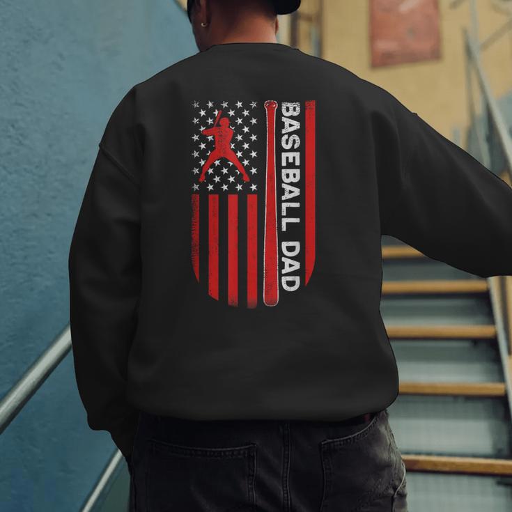 Baseball Dad Usa American Flag Patriotic Dad Father's Day Men's Sweatshirt Back Print Baseball Dad Usa American Flag Patriotic Dad Father's Day Men's Sweatshirt Back Print
