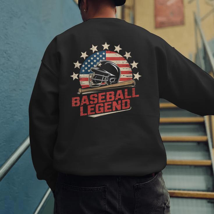 Baseball Dad USA Flag Men's Sweatshirt Back Print