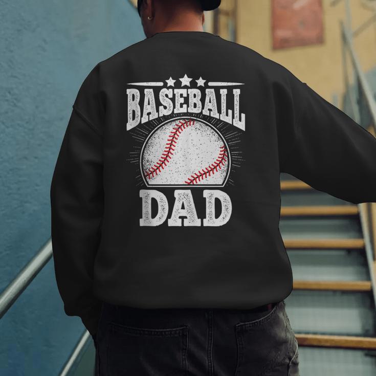 Baseball Dad Vintage Baseball Player Daddy Men Men's Sweatshirt Back Print Baseball Dad Vintage Baseball Player Daddy Men Men's Sweatshirt Back Print