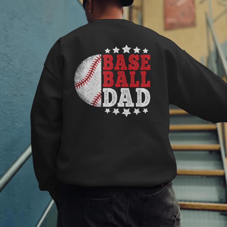 Baseball Dad Vintage Baseball Player Men Men's Sweatshirt Back Print