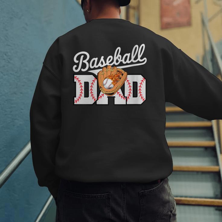 Baseball Dad Vintage Sports Fathers Day Baseball Fan Men's Sweatshirt Back Print