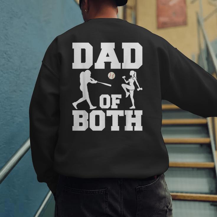 Dad Of Both Gymnastics Baseball Dad Men's Sweatshirt Back Print Dad Of Both Gymnastics Baseball Dad Men's Sweatshirt Back Print