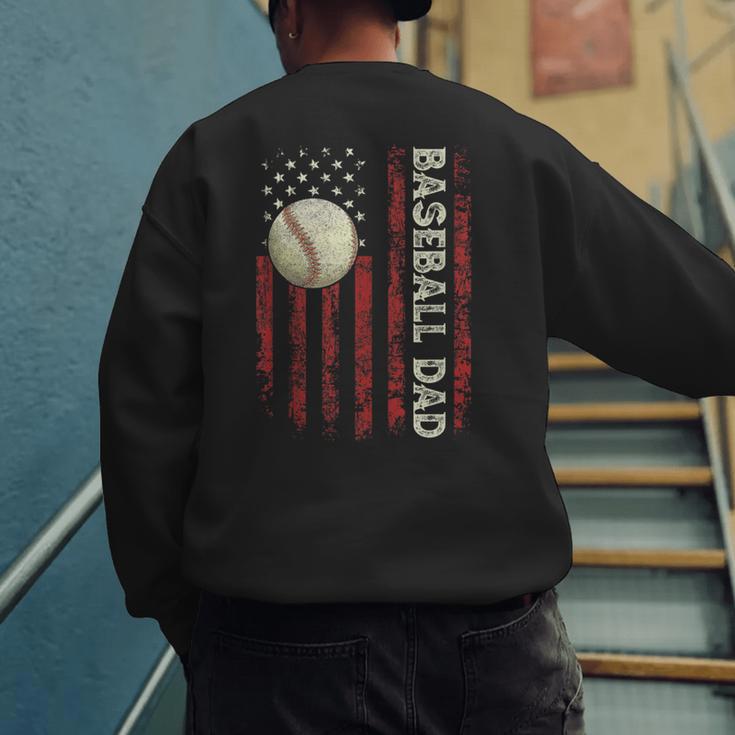 Fathers Day Baseball Dad USA Flag For Dad Men Baseball Men's Sweatshirt Back Print Fathers Day Baseball Dad USA Flag For Dad Men Baseball Men's Sweatshirt Back Print