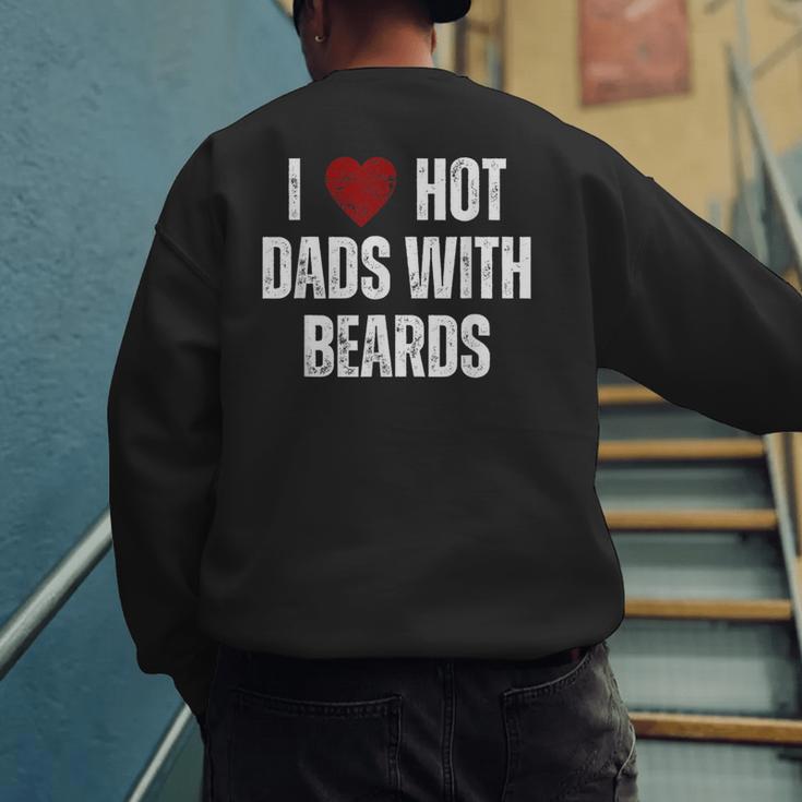 I Love Hot Baseball Dads With Beards Red Hearts Men's Sweatshirt Back Print