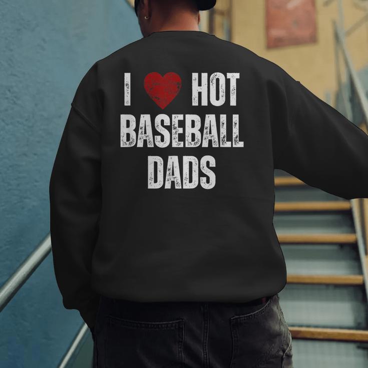 I Love Hot Baseball Dads Red Hearts Men's Sweatshirt Back Print