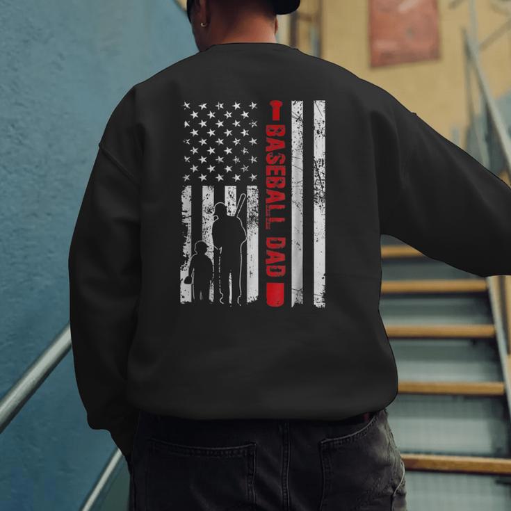 Proud Baseball Dad American Flag Sports Father Day Men's Sweatshirt Back Print Proud Baseball Dad American Flag Sports Father Day Men's Sweatshirt Back Print