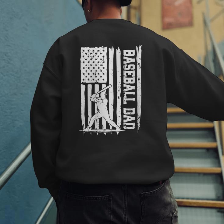 Retro Baseball Dad Us America Flag Fathers Day Men's Sweatshirt Back Print Retro Baseball Dad Us America Flag Fathers Day Men's Sweatshirt Back Print