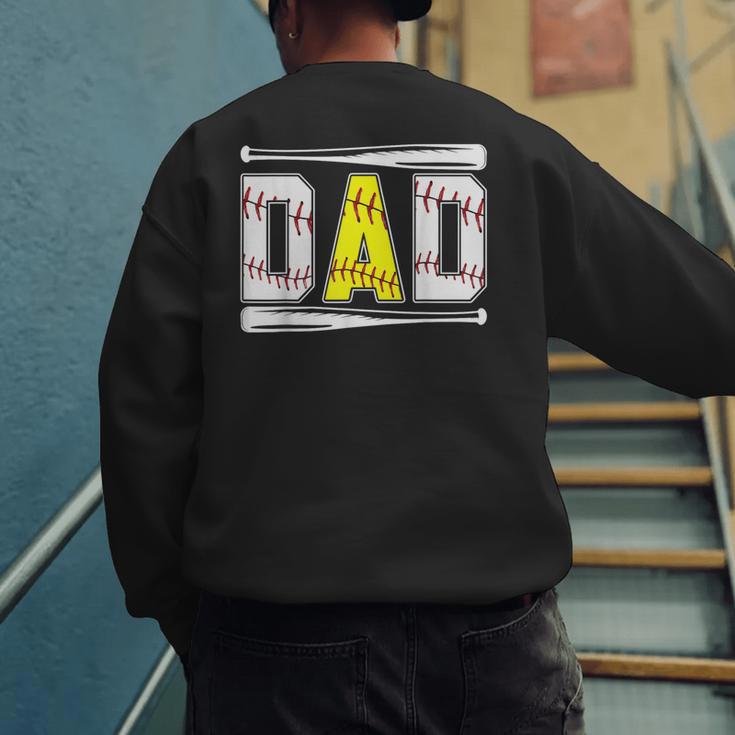 Softball Baseball Dad Of Ballers Baseball Softball Dad Men's Sweatshirt Back Print