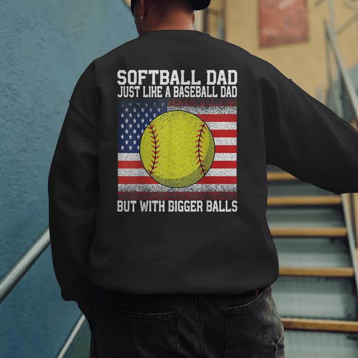Softball Dad Like a Baseball Dad Father's Day USA Flag Men's Sweatshirt Back Print Softball Dad Like a Baseball Dad Father's Day USA Flag Men's Sweatshirt Back Print