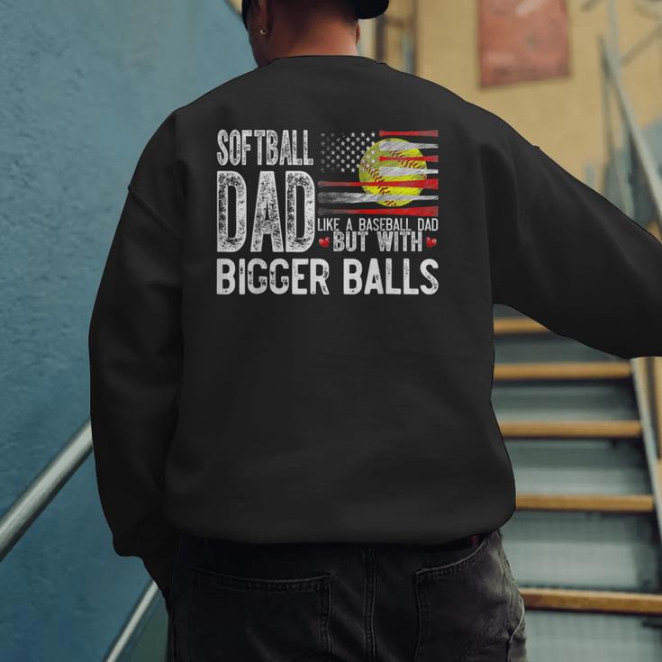 Softball Dad Like A Baseball Dad Retro US Flag Father's Day Men's Sweatshirt Back Print Softball Dad Like A Baseball Dad Retro US Flag Father's Day Men's Sweatshirt Back Print