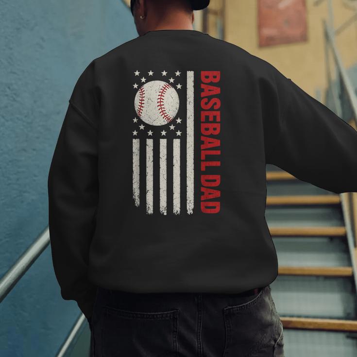 Vintage Baseball DAD American Flag Fathers Day 4th Of July Men's Sweatshirt Back Print Vintage Baseball DAD American Flag Fathers Day 4th Of July Men's Sweatshirt Back Print