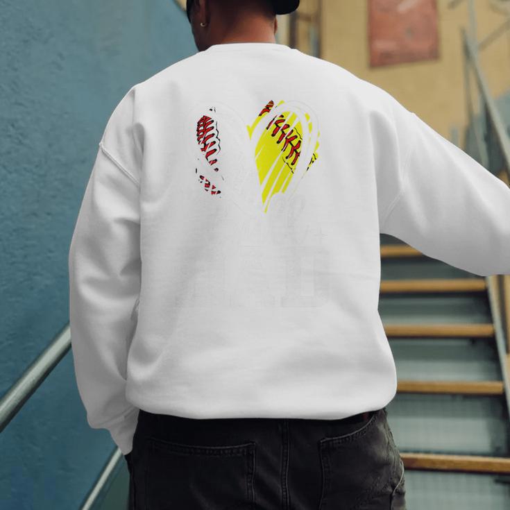 Ball Dad Softball Baseball Dad Daddy Premium Men's Sweatshirt Back Print