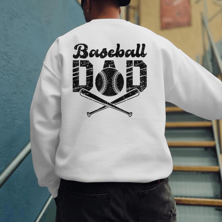 Baseball Dad Happy Fathers Day For Men Wife Daughter Son Men's Sweatshirt Back Print