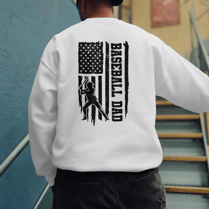 Baseball Dad Retro American USA Flag Baseball Father's Day Men's Sweatshirt Back Print Baseball Dad Retro American USA Flag Baseball Father's Day Men's Sweatshirt Back Print