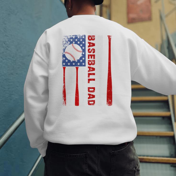 Baseball Dad USA American Flag Father's Day 4th Of July Premium Men's Sweatshirt Back Print Baseball Dad USA American Flag Father's Day 4th Of July Premium Men's Sweatshirt Back Print