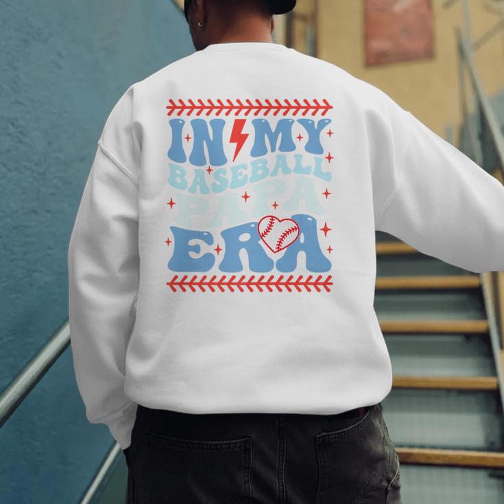 In My Baseball Papa Era Groovy Baseball Dad Family Matching Premium Men's Sweatshirt Back Print