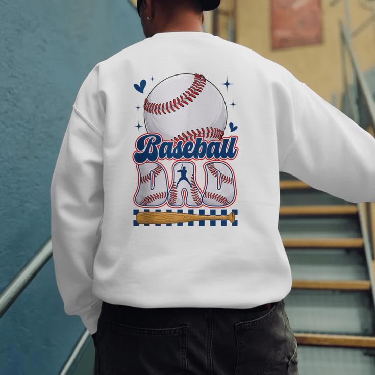 Groovy Baseball Dad Daddy Father Happy Fathers Day Men Guys Men's Sweatshirt Back Print