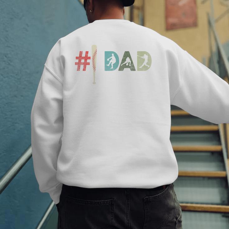 Number One Baseball Dad Father's Day Baseball Player Dad Premium Men's Sweatshirt Back Print