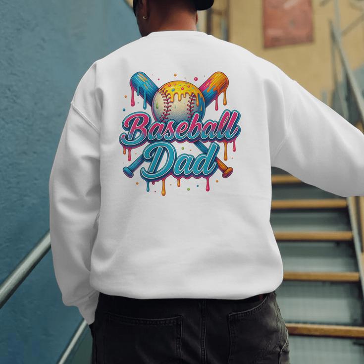 Retro Baseball Dad Dripping Ice Cream Father's Day Men's Sweatshirt Back Print Retro Baseball Dad Dripping Ice Cream Father's Day Men's Sweatshirt Back Print