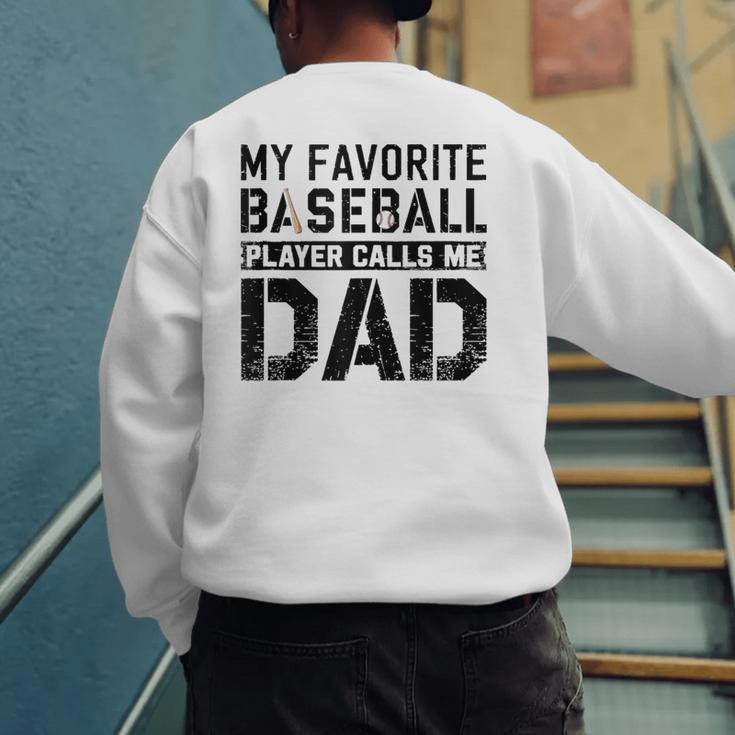 Retro Baseball Dad My Favorite Baseball Player Calls Me Dad Men's Sweatshirt Back Print Retro Baseball Dad My Favorite Baseball Player Calls Me Dad Men's Sweatshirt Back Print