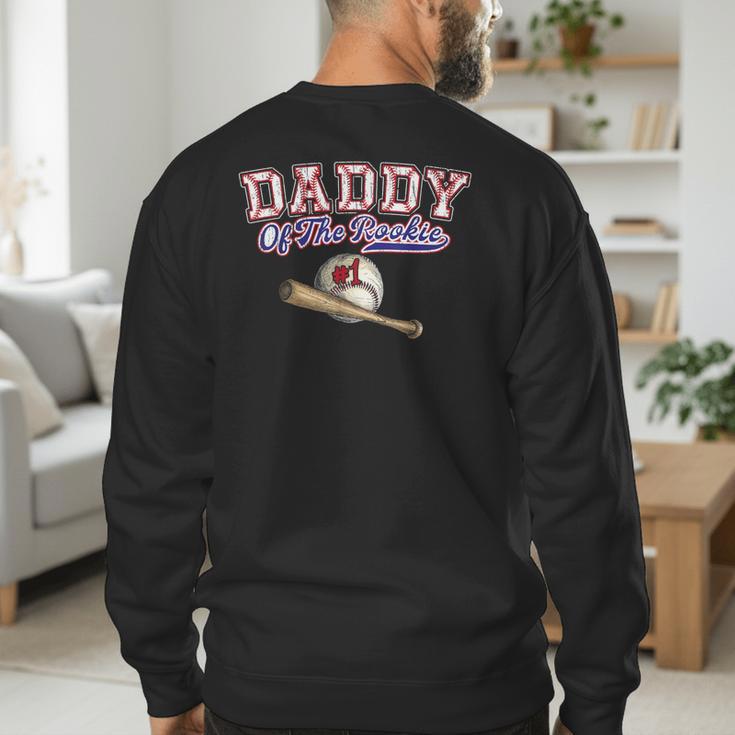1st One Birthday Baseball Dad Daddy Of The Rookie Vintage Men's Sweatshirt Back Print