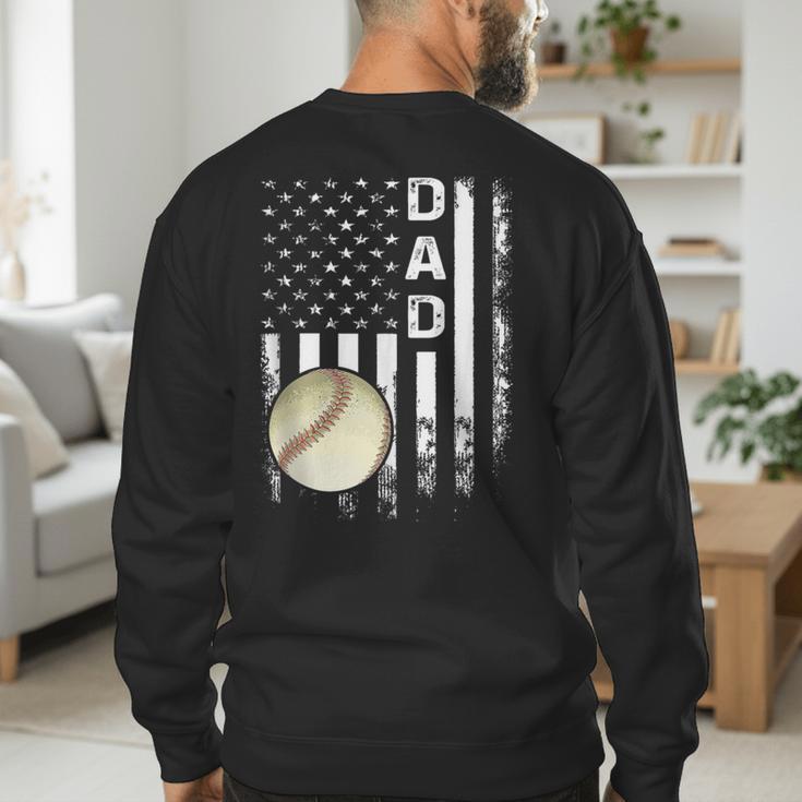 Baseball Dad America Flag Vintage Christmas Xmas Men's Sweatshirt Back Print Baseball Dad America Flag Vintage Christmas Xmas Men's Sweatshirt Back Print
