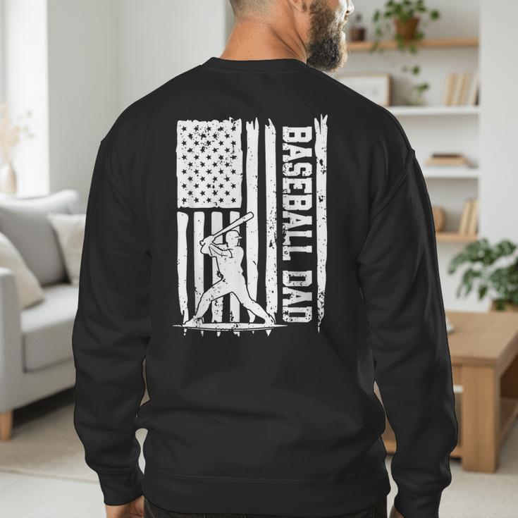 Baseball Dad American Flag Papa Daddy Happy Father's Day Men's Sweatshirt Back Print Baseball Dad American Flag Papa Daddy Happy Father's Day Men's Sweatshirt Back Print