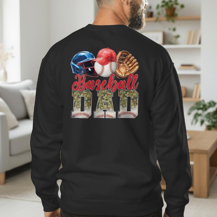 Baseball Dad Camo Father's Day Baseball Stuff Men Men's Sweatshirt Back Print