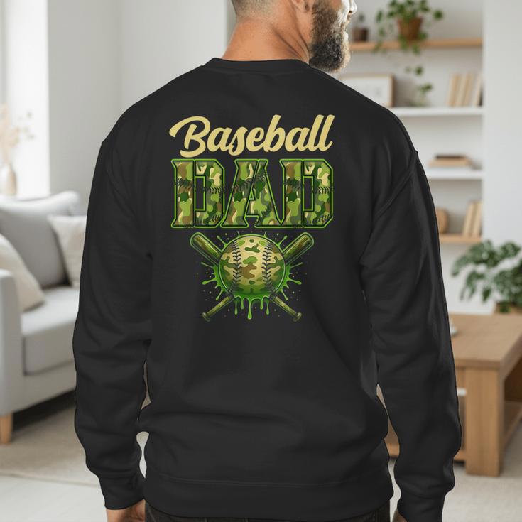 Baseball Dad Camo Ice Cream Baseball Father's Day Men's Sweatshirt Back Print Baseball Dad Camo Ice Cream Baseball Father's Day Men's Sweatshirt Back Print