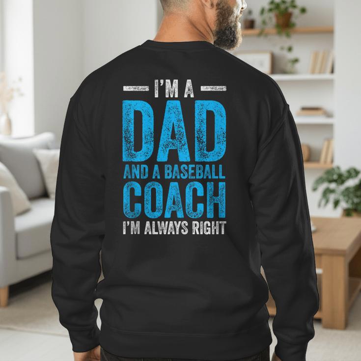 Baseball Dad Coach Father's Day Men's Sweatshirt Back Print Baseball Dad Coach Father's Day Men's Sweatshirt Back Print