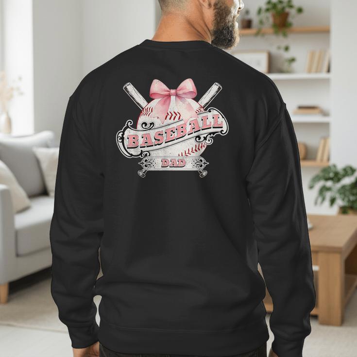 Baseball Dad With Coquette Cute Bow Sport Season Men's Sweatshirt Back Print Baseball Dad With Coquette Cute Bow Sport Season Men's Sweatshirt Back Print