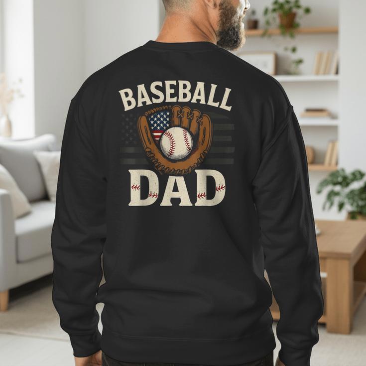 Baseball Dad Fathers Day American USA Flag Men Boys Kids Men's Sweatshirt Back Print Baseball Dad Fathers Day American USA Flag Men Boys Kids Men's Sweatshirt Back Print