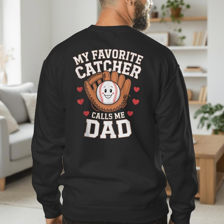 Baseball Dad Father's Day Catcher Men Men's Sweatshirt Back Print