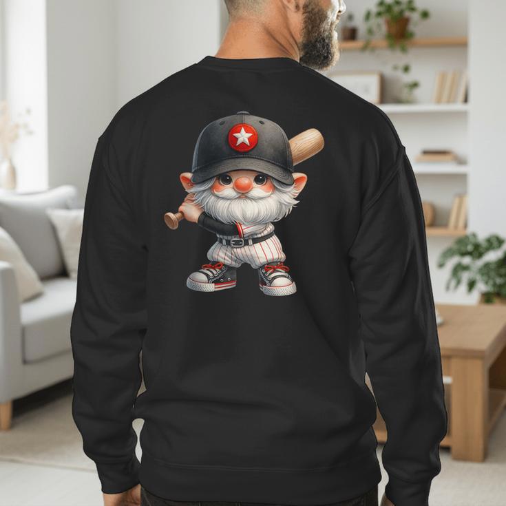 Baseball Dad Gnome With Baseball Bat For Grandpa Life Men's Sweatshirt Back Print Baseball Dad Gnome With Baseball Bat For Grandpa Life Men's Sweatshirt Back Print