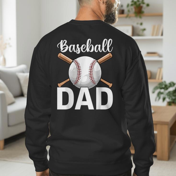 Baseball Dad Happy Fathers Day For Men Boys Men's Sweatshirt Back Print