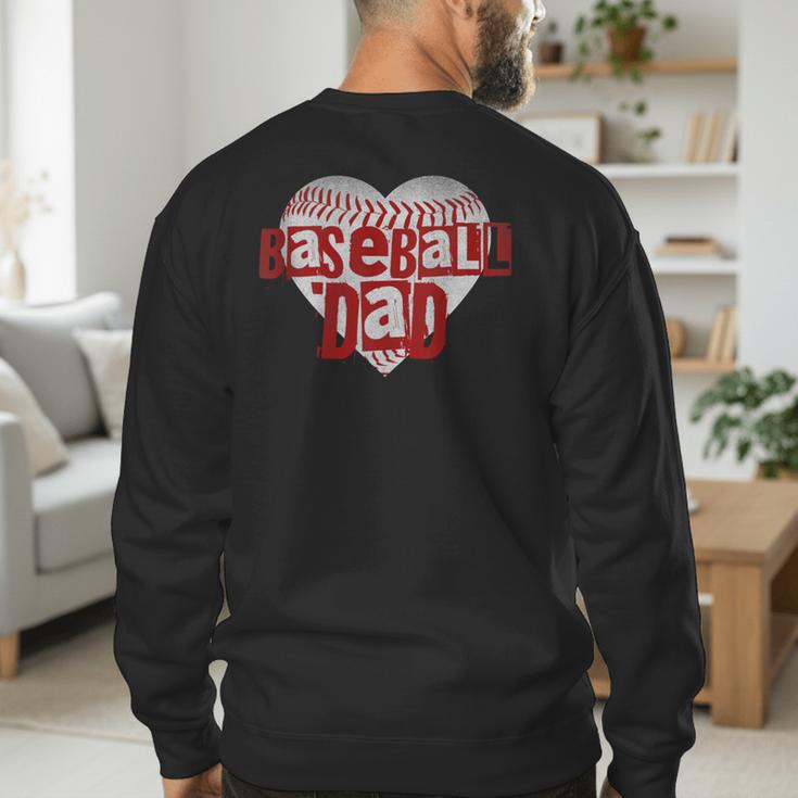 Baseball Dad Heart For Baseball Lovers Baseball Father's Day Men's Sweatshirt Back Print Baseball Dad Heart For Baseball Lovers Baseball Father's Day Men's Sweatshirt Back Print