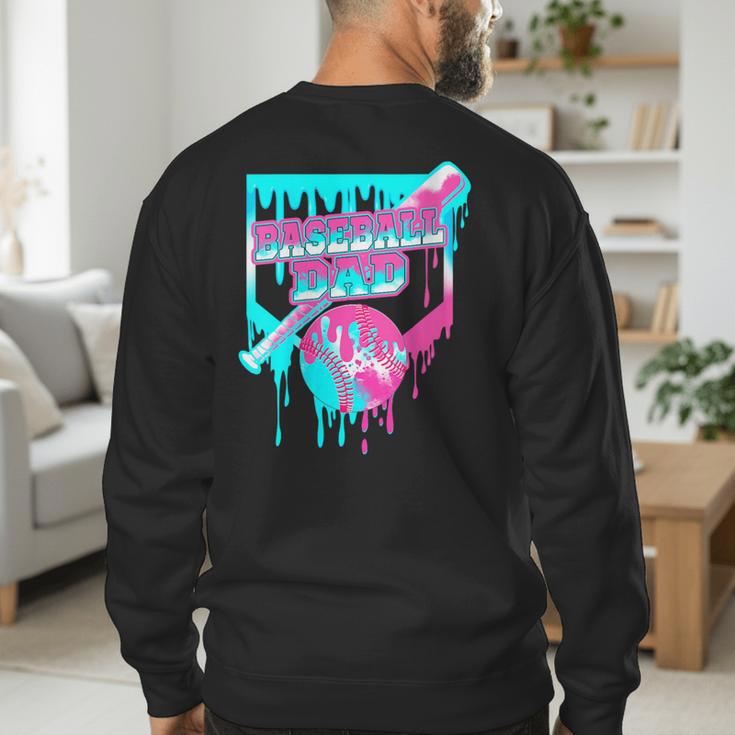 Baseball Dad Home Plate Ice Cream Drip Father's Day Men's Sweatshirt Back Print