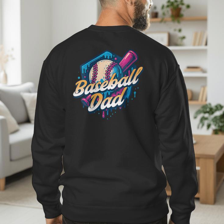 Baseball Dad Kids Birthday Baseball Drip Ice Cream Family Men's Sweatshirt Back Print Baseball Dad Kids Birthday Baseball Drip Ice Cream Family Men's Sweatshirt Back Print