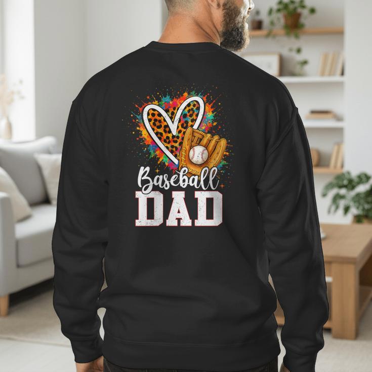 Baseball Dad Leopard Heart Colorful Men's Sweatshirt Back Print Baseball Dad Leopard Heart Colorful Men's Sweatshirt Back Print