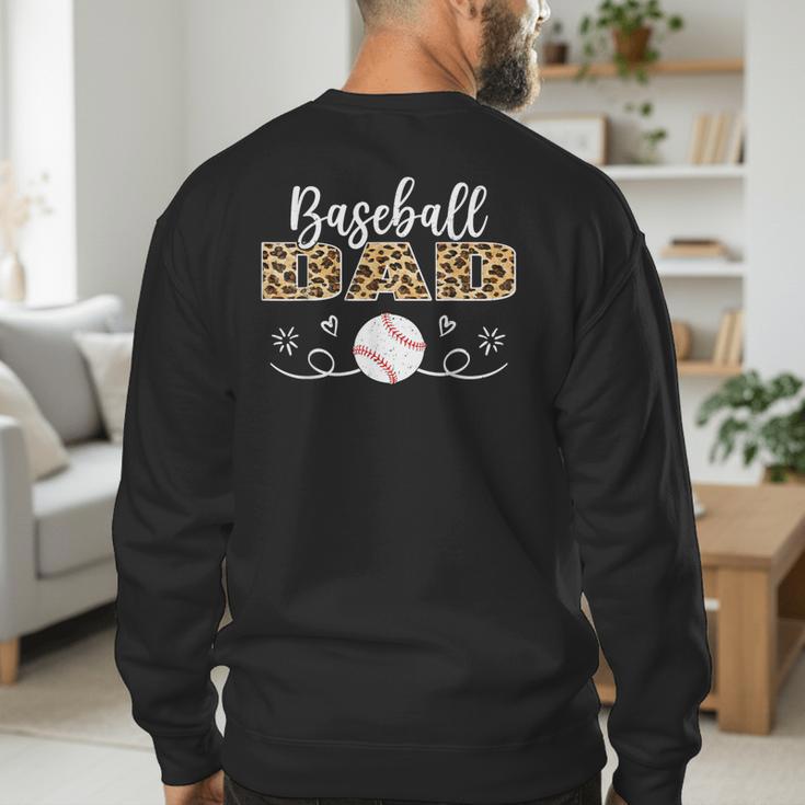 Baseball Dad Leopard Baseball Player Men's Sweatshirt Back Print Baseball Dad Leopard Baseball Player Men's Sweatshirt Back Print