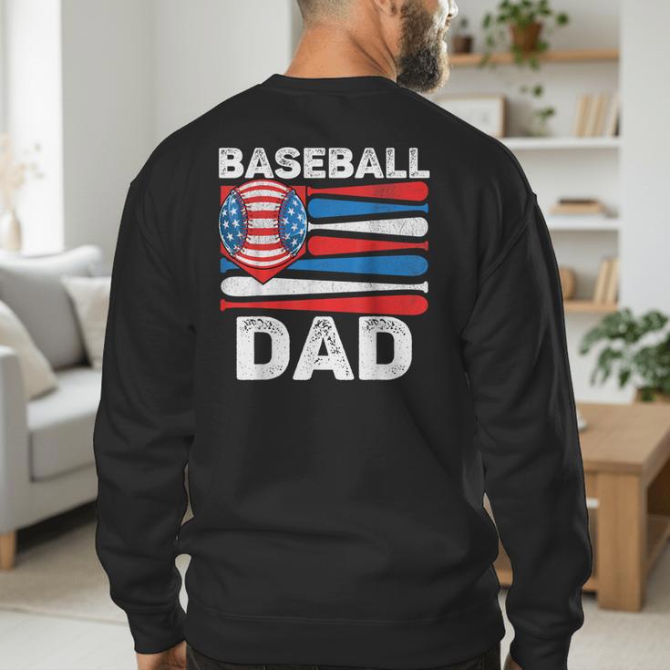 Baseball Dad For Men American Flag 4th Of July Fathers Day Men's Sweatshirt Back Print Baseball Dad For Men American Flag 4th Of July Fathers Day Men's Sweatshirt Back Print