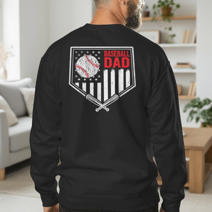 Baseball Dad Men USA American Flag Fathers Day 4th Of July Men's Sweatshirt Back Print Baseball Dad Men USA American Flag Fathers Day 4th Of July Men's Sweatshirt Back Print