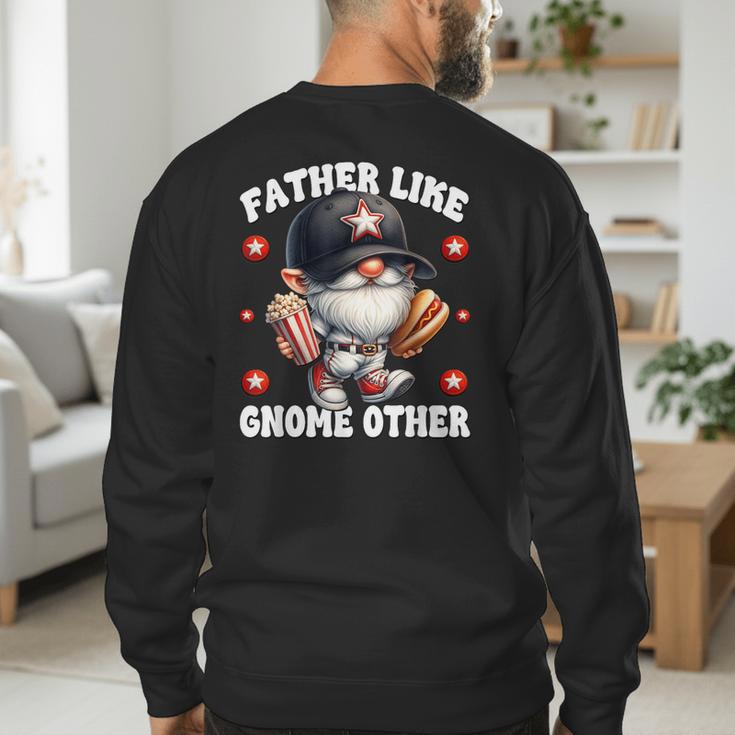 Baseball Dad Saying Hot Dog Gnome Pun For Fathers Day Men's Sweatshirt Back Print Baseball Dad Saying Hot Dog Gnome Pun For Fathers Day Men's Sweatshirt Back Print