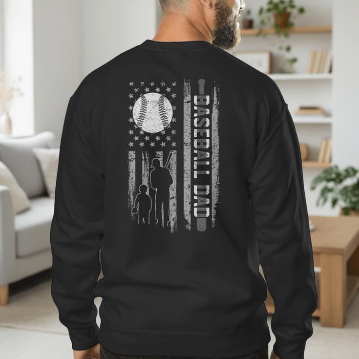 Baseball Dad Silhouette Bat Flag Stars Men's Sweatshirt Back Print Baseball Dad Silhouette Bat Flag Stars Men's Sweatshirt Back Print