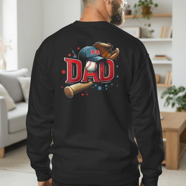 Baseball Dad Sport Fan Father Men Baseball Fathers Day Men's Sweatshirt Back Print