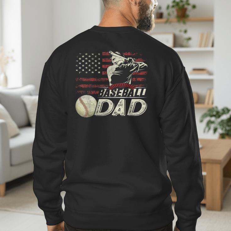 Baseball Dad US Flag For Dad Men Patriotic Fathers Day Men's Sweatshirt Back Print Baseball Dad US Flag For Dad Men Patriotic Fathers Day Men's Sweatshirt Back Print