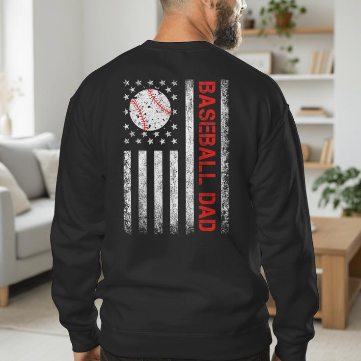 Baseball Dad USA American Flag Men Daddy Fathers Day Men's Sweatshirt Back Print Baseball Dad USA American Flag Men Daddy Fathers Day Men's Sweatshirt Back Print