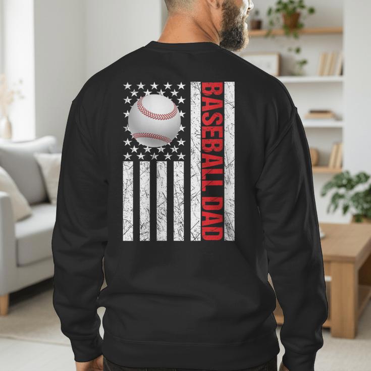 Baseball Dad USA American Flag Patriotic Dad 4th Of July Men's Sweatshirt Back Print Baseball Dad USA American Flag Patriotic Dad 4th Of July Men's Sweatshirt Back Print