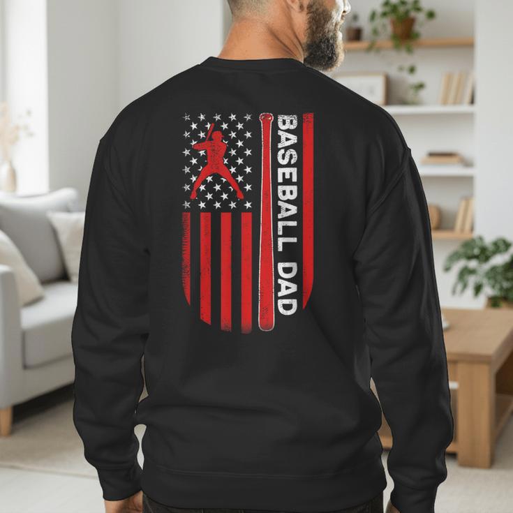 Baseball Dad Usa American Flag Patriotic Dad Father's Day Men's Sweatshirt Back Print Baseball Dad Usa American Flag Patriotic Dad Father's Day Men's Sweatshirt Back Print