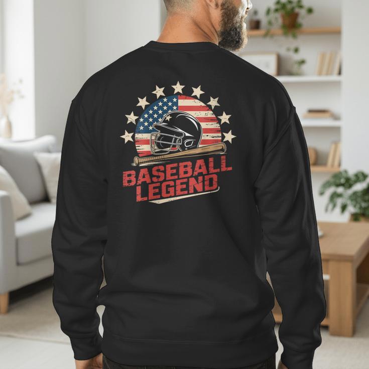 Baseball Dad USA Flag Men's Sweatshirt Back Print